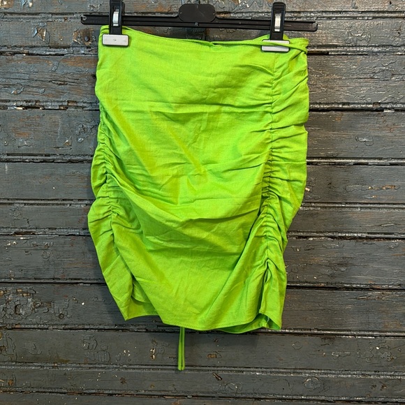 Green Linen Blend Skirt - Picture 3 of 7